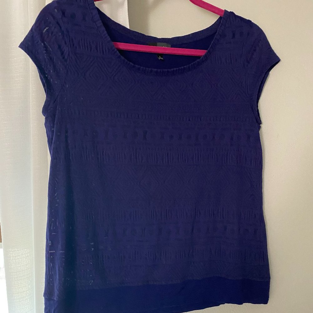 Deep blue shirt with designs